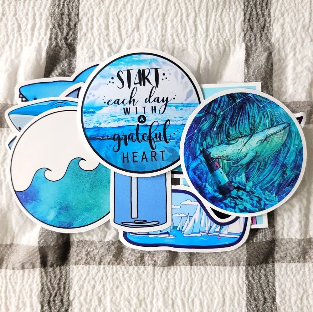 Blue Sea Water Shark Whale Decals Stickers (10)